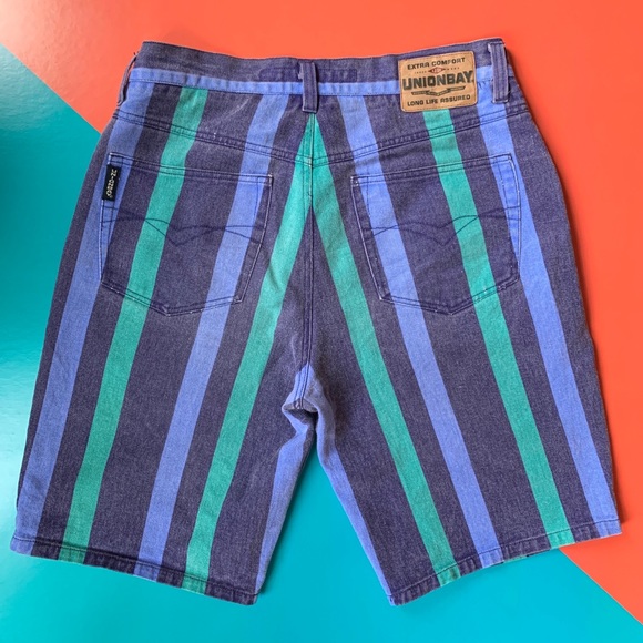 Vintage Union Bay Striped Denim Shorts - Picture 2 of 7